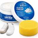 White Shoe Cleaner Cream, No Rinse Sneaker Cleaning Paste with Sponge for White Shoes, Leather, Canvas, Rubber Soles