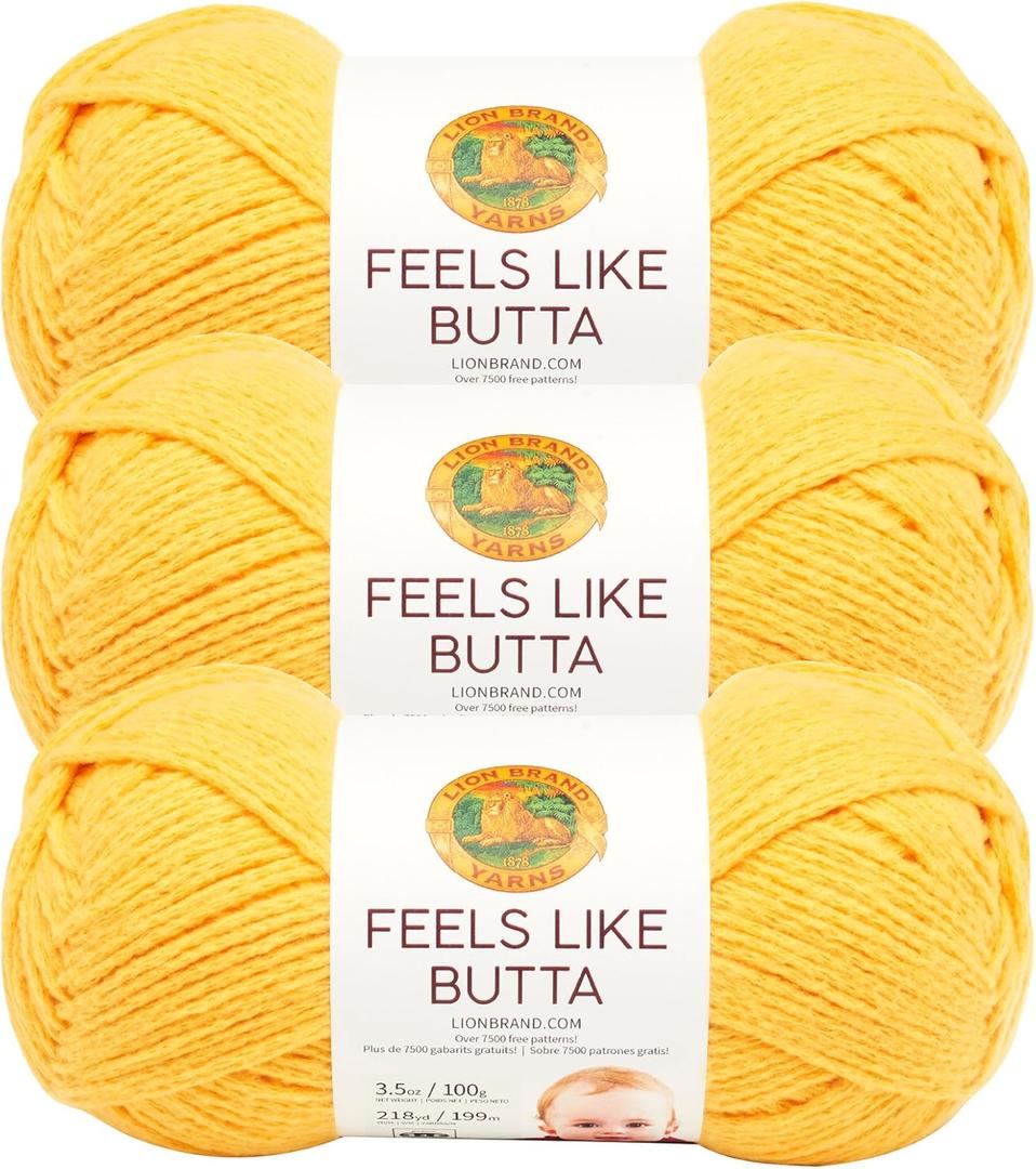 Lion Brand Yarn - Feels Like Butta - 3 Pack (Yellow)