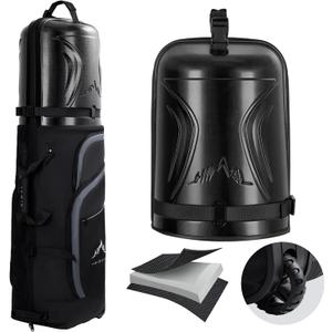 Golf Travel Bag with PC Hard Case Top, 1680D Heavy Duty Oxford Fabric Golf clubs Travel Bags for Airlines with Wheels, Wear-Resistant, Foldable (Classic Black)