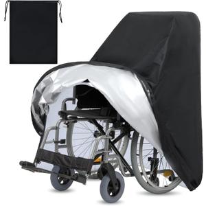 Electric Wheelchair Cover Waterproof Heavy Duty Dustproof Mobility Scooter Storage Cover for Travel Power Wheelchair Dust Protective Covers with Storage Bag Prevent Rain Wind Sun UV for Indoor Outdoor