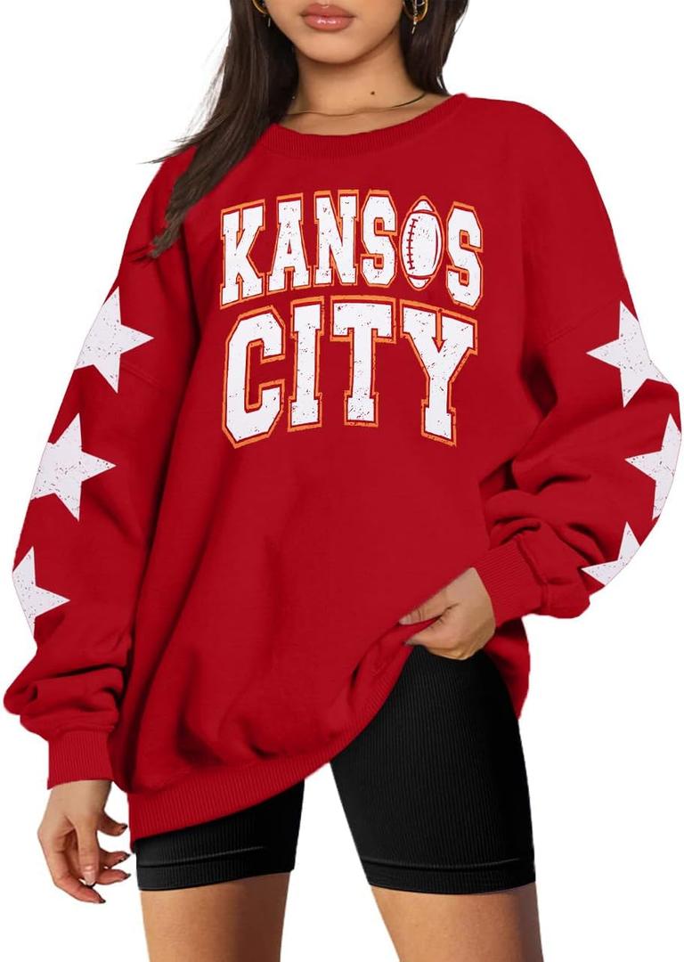MNLYBABY Football Sweatshirt Women Game Day Sweatshirts in My Game day Era 87 Graphic Long Sleeve Tops (Red, L)