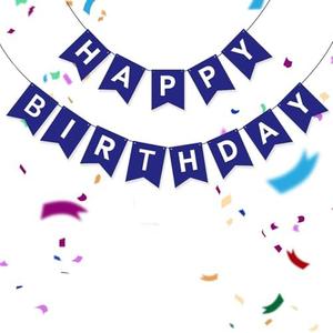 BLEUM CADE Happy Birthday Banner, Reusable Birthday Decorations for Boys, Girls, Men, Women, Reusable Party Signs for Indoor Outdoor Baby Shower Decor Wall Door Banner Garland, 6.3'' x 7.9'', Blue, Pack of 6