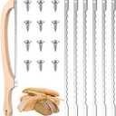 16'' Bread Knife for Homemade Bread Wooden Serrated Knife with 6 Pcs Extra Stainless Steel Serrated Blades Sourdough Cutter for Bagels and Baguettes