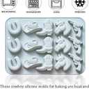 2 Pack Cowboy Silicone Molds Western Themed Chocolate Molds Cowboy Hat Boot Horse Pattern Baking Mold for Chocolate Candy Cupcake Jello Desserts