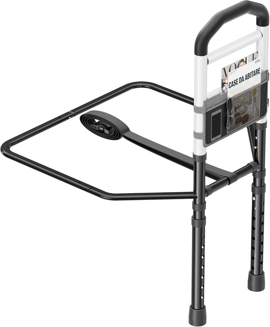 HOMLAND Bed Rail for Elderly Adults - ASTM & SGS Certified 350lbs Support, Tool-Free Setup, Fits Twin to King (Black), 12.6"W x 21"H