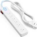 Elecan 3 Prong Power Strip with 4 FT Extension Cord, 5 AC Outlets+1 Widely Spaced Outlet, Space Saving 45 Degree Flat Plug, 14AWG 1875W 125V 15A, Wall Mountable Multi Outlet Extender, ETL, White