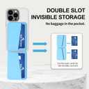 Hualele for Magsafe Wallet with Phone Tripod Stand, Magnetic Phone Wallet Stand Adjustable Leather Magnetic Card Holder Invisible Selfie Stick Tripod for iPhone 16/15/14/13/12 Series, Blue