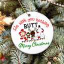 4 x Funny Ornament 2025  White Elephant Gift, We Wish You Nothing Buttt Merry Christmas Ornament with Santa, Reindeer, Elf & Snowman  Gag Gift Holiday Tree Decoration & Stocking Stuffer