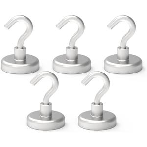 Magnetic Hooks Refrigerator,Cruise Ship Accessories, 80LBS Super Magnets with Neodymium Rare Earth for Hanging, Door Holder, Keys, Home, Office, Refrigerators, BBQ, Pack of 5.
