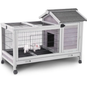 Aivituvin Wooden Rabbit Hutch with Removable Wire Floor Grid, Bunny Cage with Deeper Leakproof Tray 4 Wheels Include Rabbit hutch #07