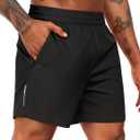 MIER Mens Running Shorts with 5 Inch Inseam, Quick Dry Athletic Shorts for Gym Workout Exercise Training, 3 Zipper Pockets (Black, XL)
