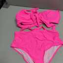 SUUKSESS Women High Waisted Bikini Criss Cross Swimsuits Push Up Bathing Suits(M, Hot Pink)