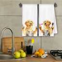Funny Barber Golden Retriever Dog Kitchen Towels Decorative, Golden Retriever Gifts, Hairdresser Hairstylist Gifts Dish Hand Tea Towels for Bathroom Hair Salon, 16x24 Inch Set of 2
