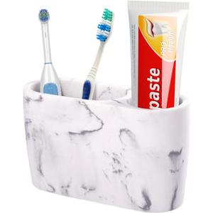 Toothbrush Holder for Bathrooms Toothpaste Holder Stand Bathroom Organizer for Toothbrush Makeup Brushes Holder (1 Pack, Marble3)