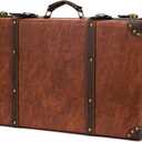 feilario Vintage Leather Storage Trunk Small Portable DecorativeLuggage Suitcase Movie Prop Luggage-2 Size Option, Brown (Brown, L)