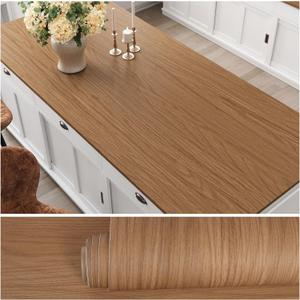 VEELIKE Thick Sapele Wood Contact Paper Peel and Stick Countertops Wood Wallpaper for Table Cabinets Counter 15.7''x118'' Wooden Grain Contact Paper for Countertops Waterproof Self Adhesive Vinyl Wrap