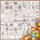 Small Fall Halloween Stencils for Painting on Wood Halloween Stencils for Crafts Reusable Burning Drawing Art Paint Patterns for Ornament Cookie Cake Window Canvas (fall70)