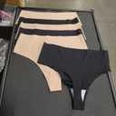 Thongs for Womens High Waisted Seamless for Women Underwear Sexy Breathable Panties 6 Pack, Size L