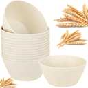 supernal 12PCS Beige Wheat Straw Bowls - Unbreakable Reusable Plastic Bowl,Fridge & Dishwasher Safe Soup Bowl,Lightweight Beige Disposable Bowls for Catering,Weddings,Cereal,Salad,Ramen