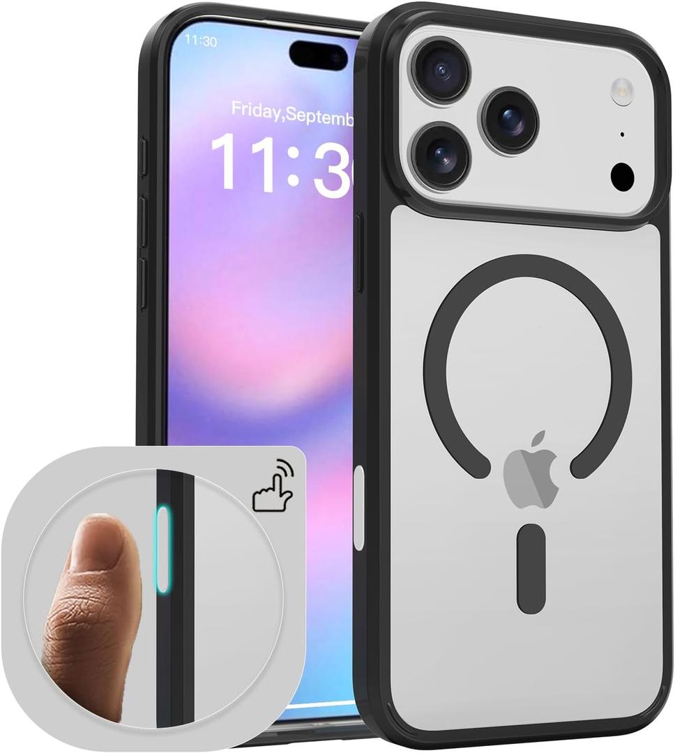 ZYGNAL Slim Case for iPhone 17 Pro Max  Compatible with MagSafe, Clear Acrylic Back + TPU Bumper, Strong Magnetic Lock, Camera Control Button Cover, Shock-Absorbent Slim Protection (Black)