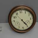 Rsobl 12 Inch Indoor Outdoor Wall Clock Waterproof with Temperature and Humidity Combo,Battery Operated Non Ticking Silent Clock Wall Decorative