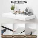 Dreamland 24" Floating Shelves for Wall, 12" Deep Thicker White Floating Shelves, Wall-Mounted Shelves for Bedroom, Living Room, Kitchen, Bathroom - Set of 2