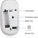VssoPlor Wireless Mouse, 2.4G Slim Portable Computer Laptop Mouse with Nano Receiver Quiet Silent Optical Mice for Notebook, PC, Laptop, Computer-White and Silver