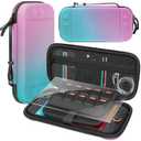 Switch 2 Carry Case Compatible with Nintendo Switch 2 Console,Large Capacity Switch 2 Travel Case, Portable Hard Travel Bag for Switch 2 Console & Accessories, 30 Game Card Slots (Pink Blue Gradient)