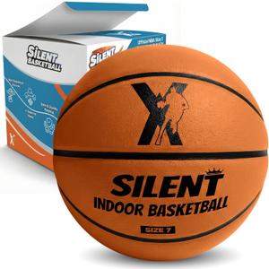 Silent Basketball Official Size 7 (29.5"): Upgraded 95% Bounce - Ultra Quiet Airless Basketball for Dribbling Indoor - Soft Foam Basketball with Realistic Grip and Deep Grooves for All Ages (Light Brown)