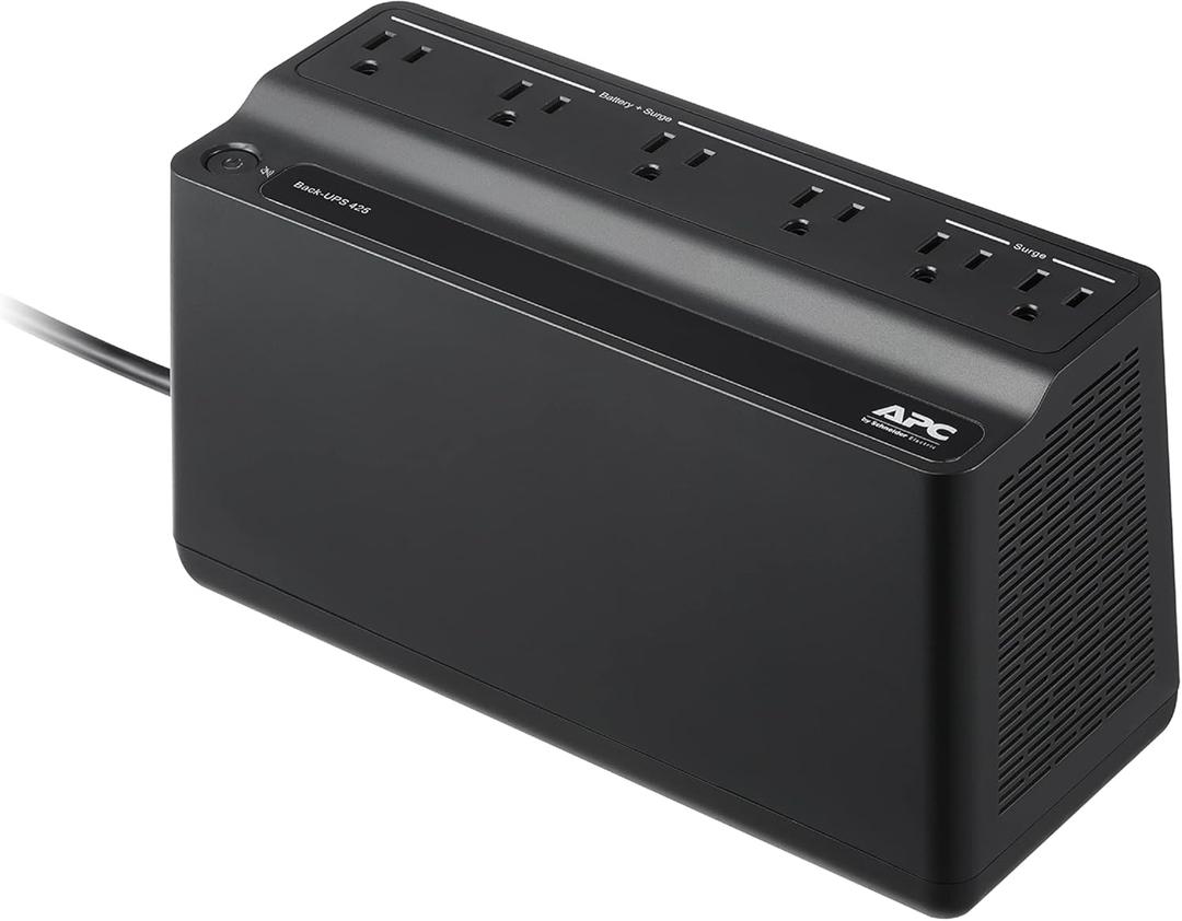 APC Back-UPS 425VA / 255W UPS Battery Backup Surge Protector, 6 Outlets, Small UPS for Router, Modem & Home Office, BE425M