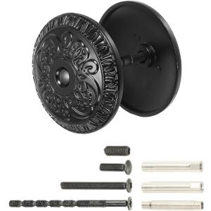PATIKIL Door Hole Cover Plate 2 Inch Zinc Alloy Vintage Round Deadbolt Knob Hole Repair Cover Fits Doors 1-3/16" to 4-3/4" Thick for Hole Filling Decoration, Black