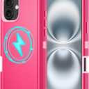 for iPhone 16 Case [Compatible with MagSafe], Heavy Duty Shockproof 3-Layer Full-Body Protection Rugged Cover, Drop-Resistant and Wireless Charging Friendly (Pink, iPhone 16)