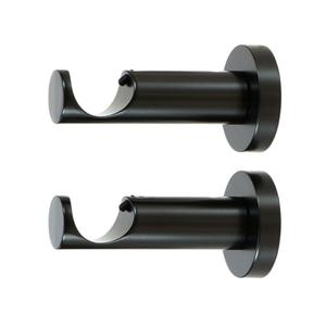 Ivilon Ceiling or Wall Mount Curtain Rod Brackets Holders for Curtain Rods of 7/8 and 1 Inch Diameter. Set of 2. Color Black