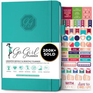 GoGirl Planner and Organizer for Women  A5 Size Weekly Planner, Goals Journal & Agenda to Improve Time Management, Productivity & Live Happier. Undated  Start Anytime, Lasts 1 Year  Turquoise (A5 (5.8'' x 8.3''))