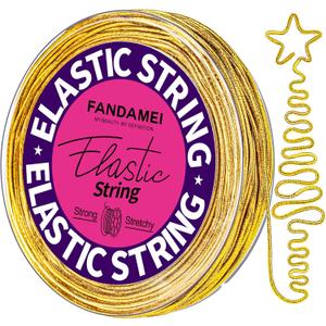 FANDAMEI 1.2mm Metallic Elastic String, Gold Stretch Cord for Craft Gift Jewelry Making, Elastic Cords Ribbon for Hair Braids, Elastic String for Bracelets, Beading Cord Stretchy Christmas Crafts DIY