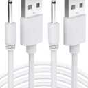 2.6Ft USB DC Charger Cable 2.5mm Replacement Charging Cord - White 2Pack