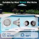 CAtArt 10 Inch Pool Light for Inground Pool,AC120V 6000K Cool White