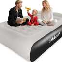 Queen Air Mattress Full with Built-in Pump,16'' Blow up Mattress with Soft Flocked Top Luxury Inflatable Mattress 3 Minute Fast Inflation/Automatic deflation for Camping ＆ Home and Guest