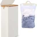 efluky Slim Laundry Basket with Lid, Tall Narrow Washing Basket for Laundry, Folding Small Slimline Laundry Baskets for Dirty Clothes, 63L Cloth Storage Basket Beige, EF-63Beige