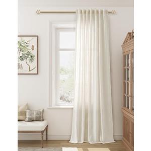 Guken Natural Cream Linen Curtains 84 inches Long for Living Room Bedroom 1 Panel Back Tab Privacy Semi Sheer Boho Farmhouse Light Filtering Window Curtain 84 Inch Length Ivory Off White Linen Drape
