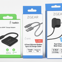 Belkin Charge Adapter + Zgear 6 Foot Silicone Charge Cable + Zgear Wall Charger