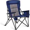 ALPHA CAMP Heavy Duty High Back Camping Chairs with Cup Holder Oversized Folding Chair Outdoor Chair with Headrest,Lawn with Side Pocket for Lawn, Sports and Fishing, 500lbs (Navy Blue)