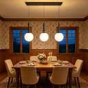 Modern White Glass Chandelier Mid Century Globe Pendants Lights for Kitchen Island Rectangular Lighting Fixtures for Dining Room Living Room Black, 23.6x4.7x59