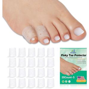 20pcs Pinky Toe Protector Women, Gel Toe Caps, Open Toe Sleeves, Breathable Toe Cushions for Blisters, Corns, Hammer Toes, Toenails Loss (Infused with Aloe Vera Extract) (Small)