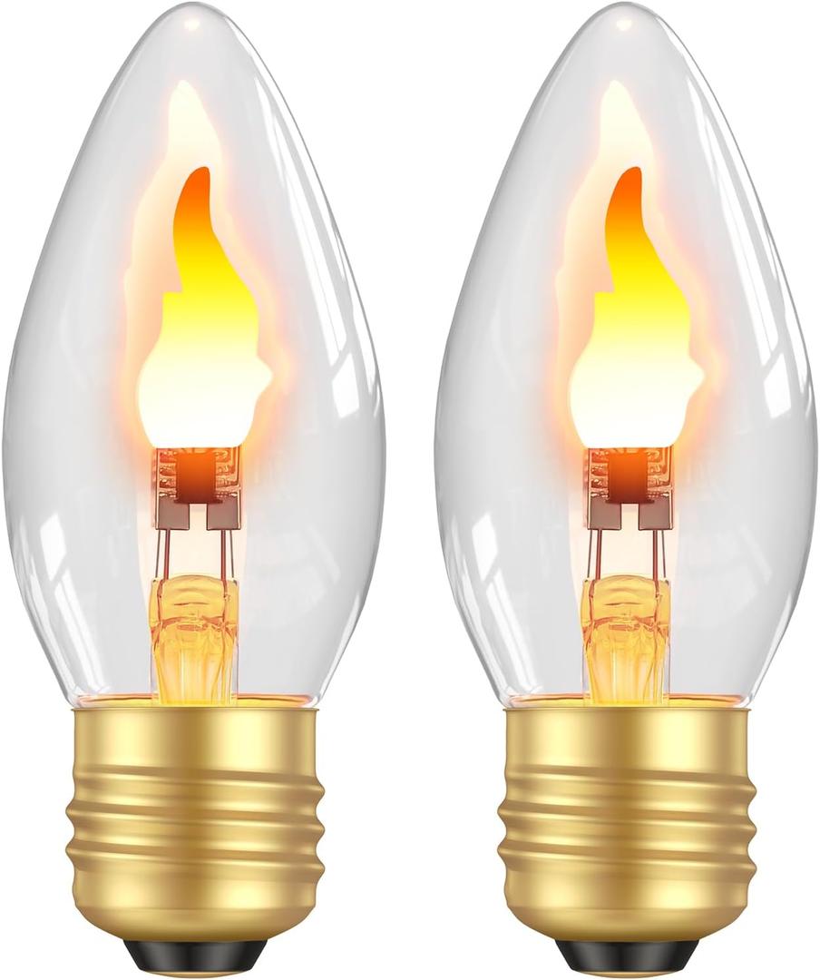 Hompavo LED Flame Light Bulbs, 3W Flickering Fire Bulb, E26 Glass Shell for Halloween Christmas Party Patio Porch Home Indoor & Outdoor Decorations - 2
