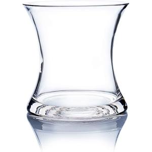 WGV Unique Bouquet Vase, 5.5" W, 6" H, Clear Short Hurricane Concaved Neiman Glass Floral Container, Home Wedding Event Decor, 1 Piece (VHV0606)