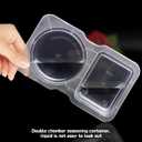 2 x 32 Sets Double Compartment Condiment Container, Disposable 2 Compartment Snack Containers with Lids, Reusable Plastic Double Condiment Containers for Salad, Sampling, Dipping SauceTravel Snack