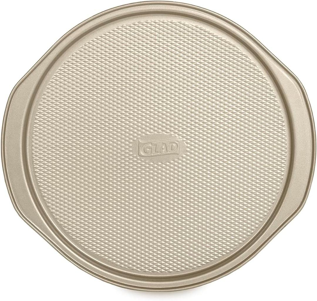 Glad Nonstick Large Pizza Pan for Oven | Round Baking Tray | Textured Cooking Sheet Crisper | Premium Bakeware Series for Home Kitchen
