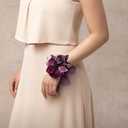 Ling's moment 6pcs Wedding Wrist Corsage Artificial Flowers, Girl/Mother Homecoming Prom Corsages Wristlet Dcor, etc. Deep Purple