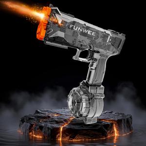 2025 New Upgrade Electric Water Guns for Adult Kid, Light Up Strongest Full Auto Watergun High Capacity 500+ Water Blaster, 26-30 FT Range Powerful Classic Water Squirt, Outdoor Pool Water Toy (Black)